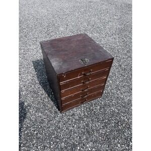 Antique Wooden Tabletop Cabinet Drawer Jewelry Collector Apothecary Victorian